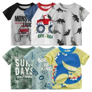 T-shirts 2024 Summer Boys T-shirt Cartoon Dinosaur Baby Camise