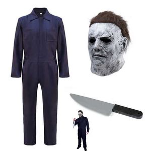 Вечеринка маскирует фильмы и телевидение вращение вокруг Хэллоуина ужасов ролевые костюмы синяя рабочая одежда с одной кусочкой для вечеринки маски Pro Q240508