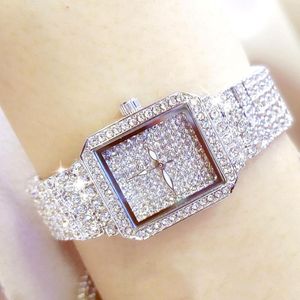 Zegarek Elegancki projektant BS Złote Women Watches Fashion Watches Luksus Diamond Montre Femme Ladies Bransoleta zegarek Dourado Relogio Feminino 280G