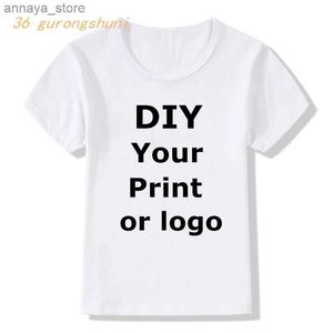 T-shirts Customize your name print t-shirt for boys and girls DIY photo for your own design childrens clothing summer top white t-shirtL2405