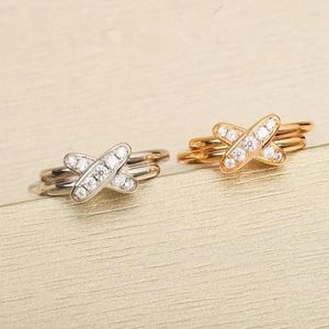 Cluster Rings 925 Silver Gilded European And American X-shaped Cross Rose Gold Temperament Women Fashion Brand Jewelry Gifts