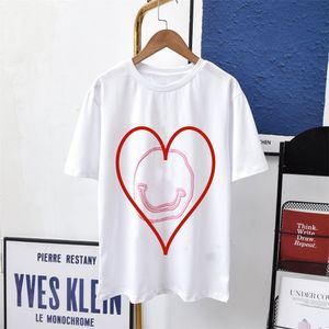 Tshirt Bayan Tasarımcı T-Shirt Kiraz Baskısı Gevşek Mürettebat Boyun Kısa Kollu Pamuklu Tops 2024 Yaz Tees Y2K Street Giyim Nat4