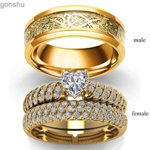 Пара кольца модные украшения пара кольцо винтажное дракон из нержавеющей стали Кольцо кольцо романтическое сердце в форме сердец