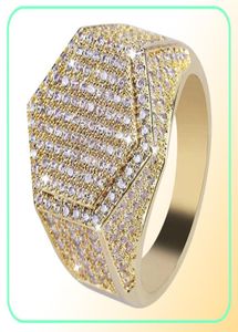 Хип -хоп куб бриллиант Медный золотой серебряный цвет покрыта замороженным кольцом из микроволнового циркона для мужских женских ювелирных колец 278F6833622