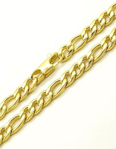 Нанесено в золотое ожерелье 18 тыс. Золотое ожерелье 6 мм для мужских мужчин Женские ювелирные украшения из нержавеющей стали Figaro Chain 20039039360399861075