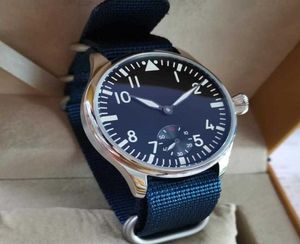 Zegarek na nadgarstek Geervo No Pilot Instrukcja mechaniczna Men039s Watch 44 mm czarny wybór biały numer Blue Nylon Pasp Mineral Glass lub Sapp2618856