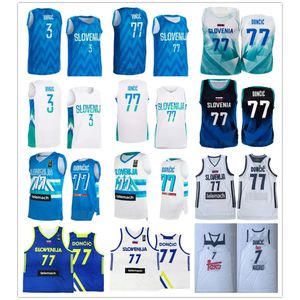 Printed Basketball Slovenia Jersey 2023 World Cup 27 ZIGA DIMEC 55 JAKOB CEBASEK 15 GREGOR HROVAT 11 Jaka BLAZIC 4 ZIGA SAMAR 3 Goran Dragic Blue White FIBA Shirt