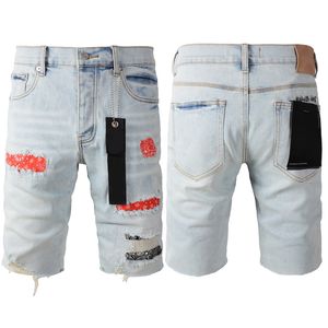 Lila jeans korta män korta designer jeans raka hål avslappnad sommarnatt klubb blå ksubi jeans kvinnor shorts stil lyxlapp samma stil lila märke jeans6