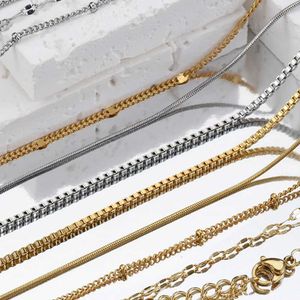 Chains 5pcs/lot Stainless Steel Chains 1mm 1.5mm 2mm Box Chain Rolo Link Cuban Long Necklace Chain for Jewelry Making DIY Wholesale d240509