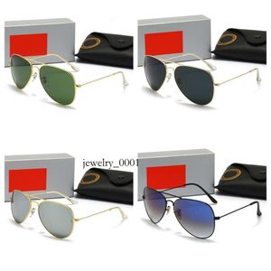 High Quality Ray Men Women Glass lens Sunglasses Vintage Pilot Aviator Wayfarer Brand Sun Glasses Band UV400 Bans Ben With Box and Case 3025 3026 6787