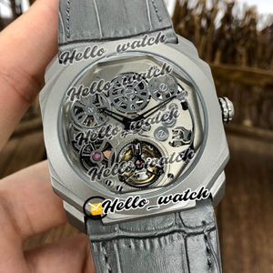 Novo Octo Finissimo Tourbillon 102719 102946 103188 Skeleton Dial Miyota Automático relógio de titânio Caixa de aço Relógios de borracha Hello w 306m