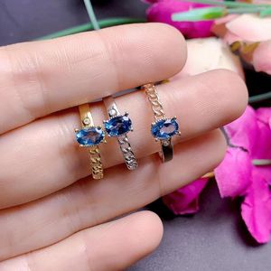 Cluster Rings 925 Sterling Silver Explosion Natural London Blue Topaz Classic Senior Ring Engagement Jewelry For Women