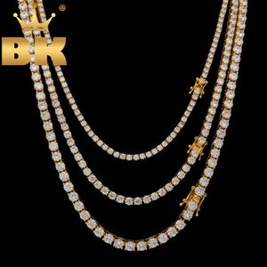 3mm 4mm 5mm Round Cut Iced Out Cubic Zirconia Tennis Link Chain Hiphop Top Quality CZ Box Clasp Necklace Women Men Jewelry