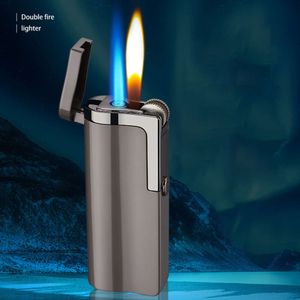 Hb Creative Windproof Lighters Direct Flame Open Flame Switching Metal Grinding Wheel Lighters Wholesale