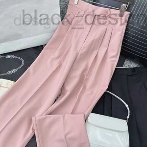 سروال نسائي Capris Designer 23 ربيع/الصيف ، مثلث مزاج الأزياء ، مثلث ، علامة عارية عالية الخصر ، بدلة مستقيمة ضئيلة للنساء D1RO C698