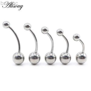 Navel Rings Alisouy 1pc 8-16mm Length G23 Titanium Steel Ball Barbell Sexy Ball Belly Ring Navel Piercing Women Men Button Ring Body Jewelry d240509