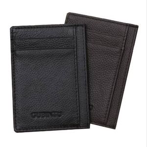 Gubintu Genuine Leather Men Slim Front Pocket Card Credit super fino titular da moda Trave Wallet Tarjetero Hombre 298W