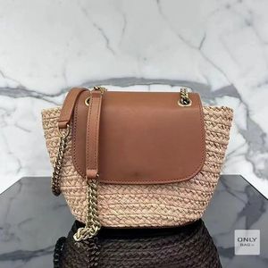 Omuz çantaları tasarımcı yaz saman çimen altın zincir crossbody çanta gerçek deri çantalar bayan çanta mini cüzdan debriyaj tam ambalaj ayna kalitesi