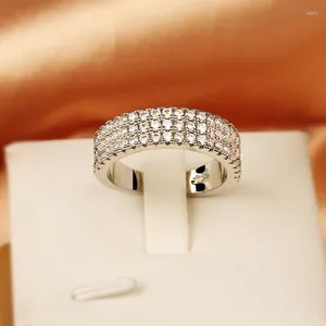 Rings cluster Simple Super Flash Double Layer tre file Ring a coppia diamante Full Diamond For Women