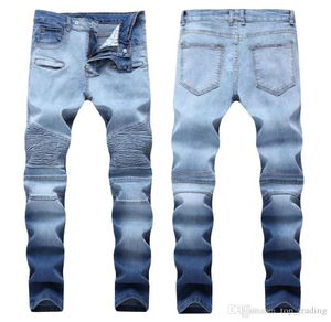 Men039s Distressed Ripped Skinny Jeans Fashion Mens Jeans Slim Motorcycle Moto Biker Mens Denim Pants Hip Hop Men Jeans8273915