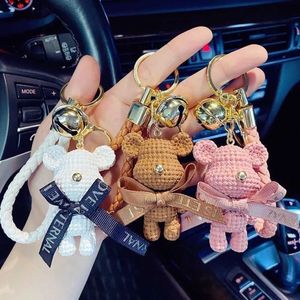 Keychains Lanyards Bear keychain three-dimensional charming cute backpack pendant cartoon ted bear car keychain pendant keychain J240509