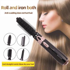 Multifunktionell elektrisk hårtork 4 i 1 Professionell rätning Borste Portable Curling Comb Dryers Blower 240506