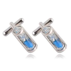 BUFF Links Blue Crystal Hourglass Bufflinks Mens Camisa francesa canadense Cufflinks Mens tie clipe BUFFLINKS