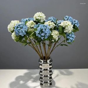 Decorative Flowers Artificial Long Branch Snowball Floral Simulation Flower Blue Purple Hydrangea Shopping Mall Decoration Green Plant