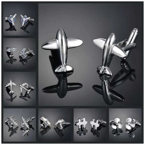 Cuff Links High quality silver cufflinks fighter jet cufflinks French shirt cufflink sets accessories wedding jewelry Q240508