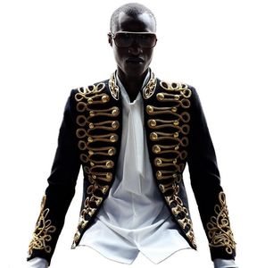 2020 Embroidered Men039S Gold Jacket Elegant Black Blazer Club Singer Host European Style and Studio Stage Dress Xtyr4639134