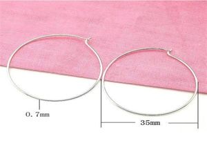 10ペアロット925 Sterling Silver Hoop Earrings for DIYクラフトジュエリーギフト0 7x35mm WP126259T7247813