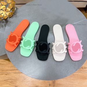 Summer interlocking g slides sandals square toe Slip On top quality Slipper rubber mules casual shoe women's Luxury Designers factory footwear with box