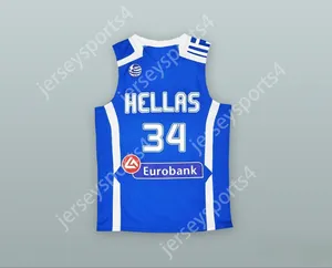 Custom Nay Mens Youth/Kids Giannis Antetokounmpo 34 Greece Blue Basketball Jersey Top Shiteed S-6xl