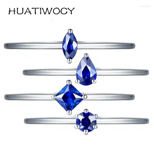 Cluster Rings Elegant Ring Silver Jewelry With Sapphire Gemstone Open Finger For Girl Women Wedding Party Gifts Accessories Wholesale