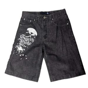 Y2k Shorts Mens Harajuku Hip Hop Retro Skull Graphic Black Baggy Gym Denim 2023 Summer Gothic Men Basketball 240506