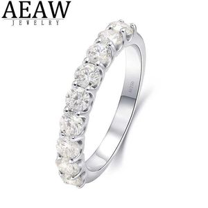 Band Rings AEAW 14K Platinum EF Color 0.9ctw 3mm Round CVD HPHT Laboratory Growth Diamond Ring Womens Wedding Party Gifts Exquisite Jewelry J240508