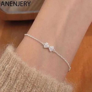 Chain ANJERY Silver Micro Zircon Bow Suitable for Korean Women Cute Jewelry Girl Gift XW