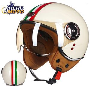 Capacetes de motocicleta beon capacete retro vintage moto capacete de 3/4 de face aberta scooter motobike homens mulheres