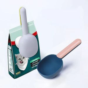 Mutli-Função portátil Pet Cat Dog Food Sapel Scoop Feeding Spoon Com Selating Bag Clip Feeders Pet Puppy Kitten Supplies