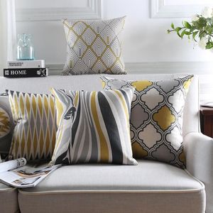 Scandinavian style Cushion Cover Home Decor Geometric Decorative Cushion Covers Zebra Throw Pillows Cases Yellow Grey Pillowcase 235x