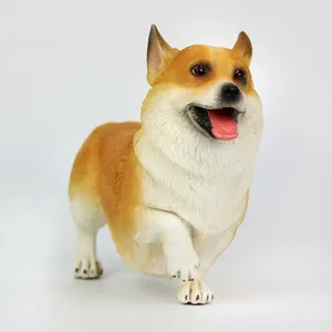 Decorative Figurines Cute Real Life Dog Model Plastic Rise Leg Gift About 15.3x5.8x10.7cm Xf2789
