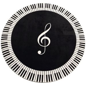 Dywany Dywan Muzyka Symbol Piano Klucz czarny biały okrągły bez poślizgu domowy matę do sypialni Dekoracja podłogi 247V