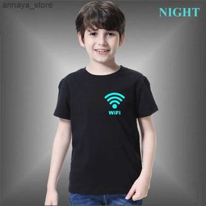 Tシャツ夏の男の子と女の子wifiプリント明るいTシャツヒップホップスタイル短袖Tシャツ3-14年oldl2405