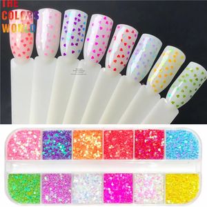 TCT834 1MM Small Size Heart Nail Glitter Sequin Sweet Love Shape Sparkle Flakes Valentines Wedding Design Manicure 240509