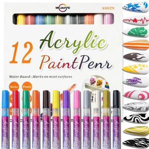12st Set Waterproof Nail Art Graffiti Pen Abstrakt linjer Flower Sketch Ritning Borstar Kits Målande DIY Tools 240430