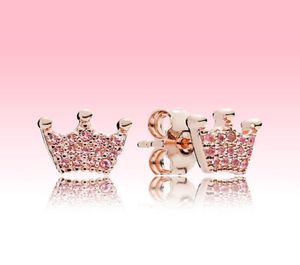 Orecchini a botola a corona rosa piccole donne carine gioielli estivi orecchini in oro rosa con scatola originale per 925 orecchini in argento sterling7596080