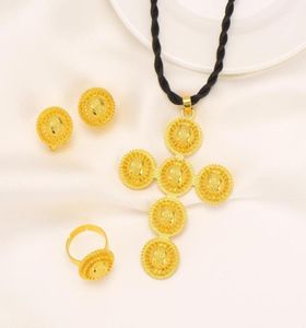 Örhängen halsband etiopiska traditiona smycken set ring etiopia guld eritrea set för kvinnors habesha bröllopsfest gåva7252990