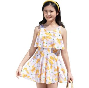 New Girls Swimsuith One Piece Fashion Impressão de roupas de banho moderna Child Sweet One Peças