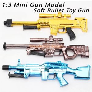 1: 3 Rifle Metal Toy Gun Model Soft Bullet Launcher Firnings Look verklig hållbar samling utomhus CS -spel Props Safety Children's Toy Birthday Present till Boy