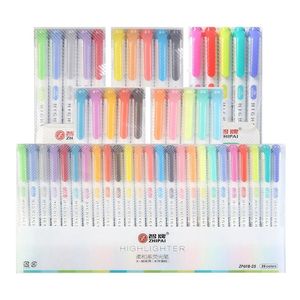 15.04.2025 Kolory podwójnie nagłówek fluorescencyjny długopis Kreatywne rozdziały sztuki marker Pens School Supplies Śliczne Kawaii Artykuły papiernicze 240425